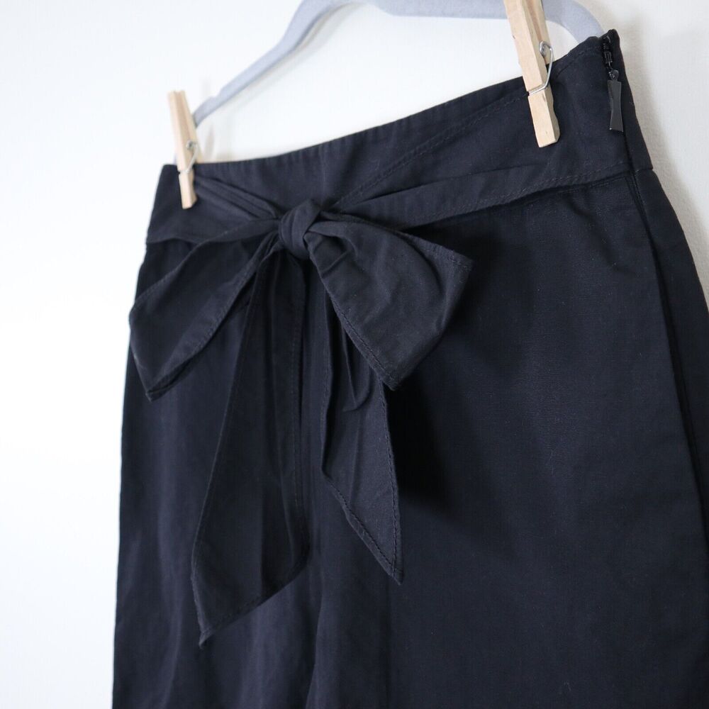 Kate Spade Size 4 Scenic Route Crop Linen Cotton Wide Leg Culotte Pant Black - Picture 5 of 9